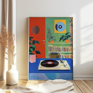 Retro Music Room, Vinyl Poster, Vintage Music Print, Record Store Art, Music Poster, Music Gift, Retro Music Artwork, Album Cover Art