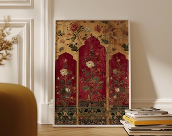Persischer Blumenbogen Poster, kunstvoller Druck im Gobelinstil