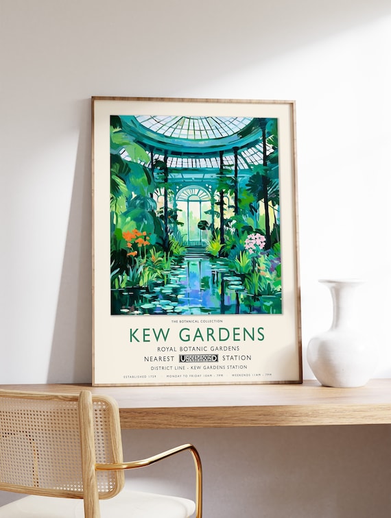Kew Gardens Print, London Print, Botanical Gardens Print, William Morris Poster, Vintage Wall Art, Floral Art, Vintage Poster, A1/A2/A3/A4
