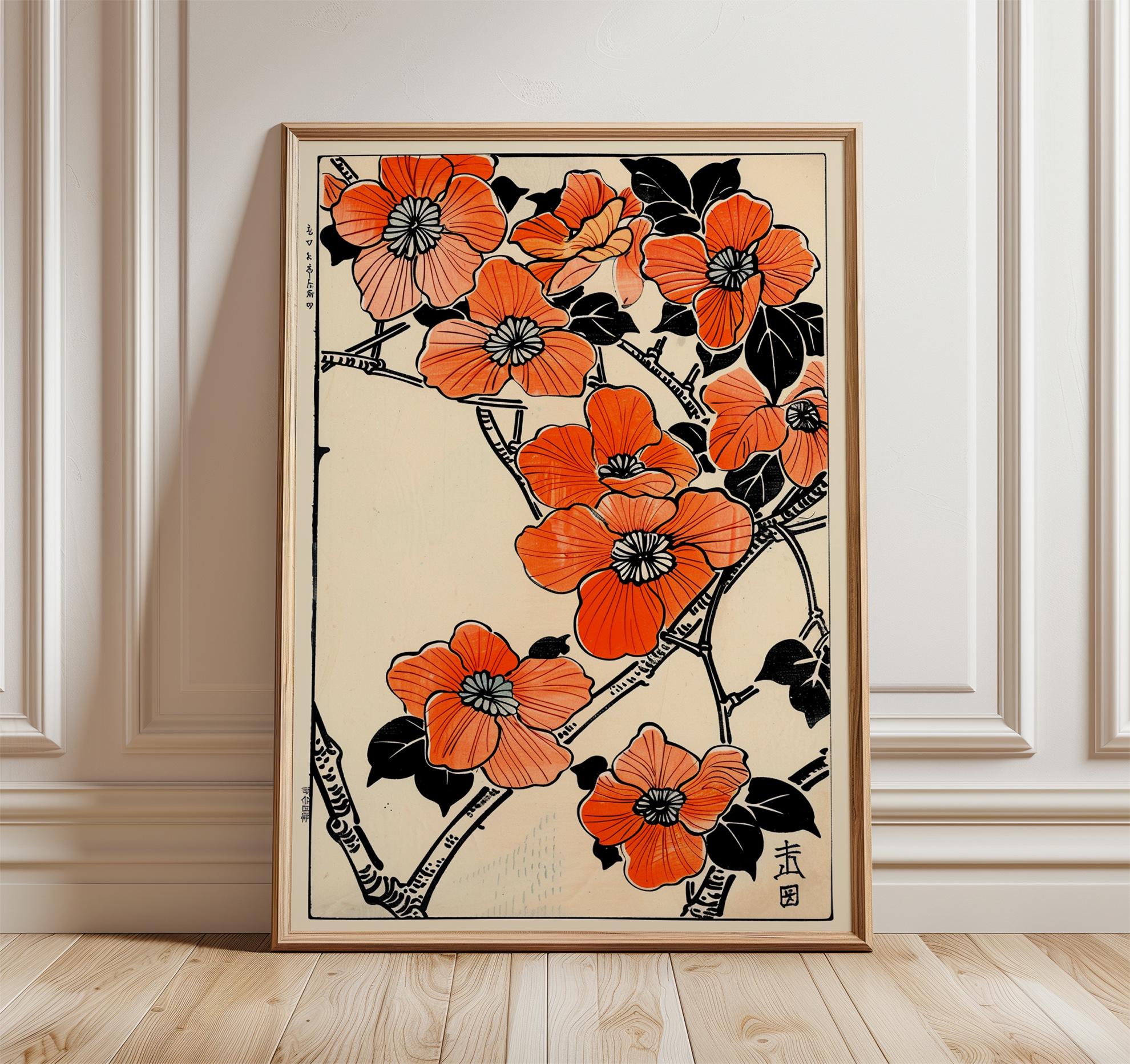 アート・デザイン・音楽 INTERNATIONAL Floral ART   PAGEONE Japanese Orange Blossom Print, Modern Woodblock Floral Art - Etsy
