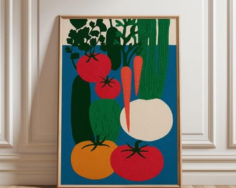 野菜園のポスター、マルチカラーのテクスチャイラストアート