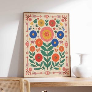 Vintage mexikanische Poster, mexikanische Drucke, mexikanische Dekoration, traditionelles lateinisches Dekor, Blumendruck, Botanische Wandkunst, Tropischer Druck, lateinische Kunst