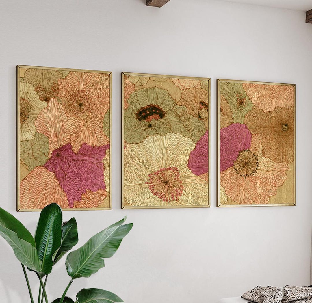 Abstract Floral Illustration Posters | Earth Tone Botanical Wall Art ...