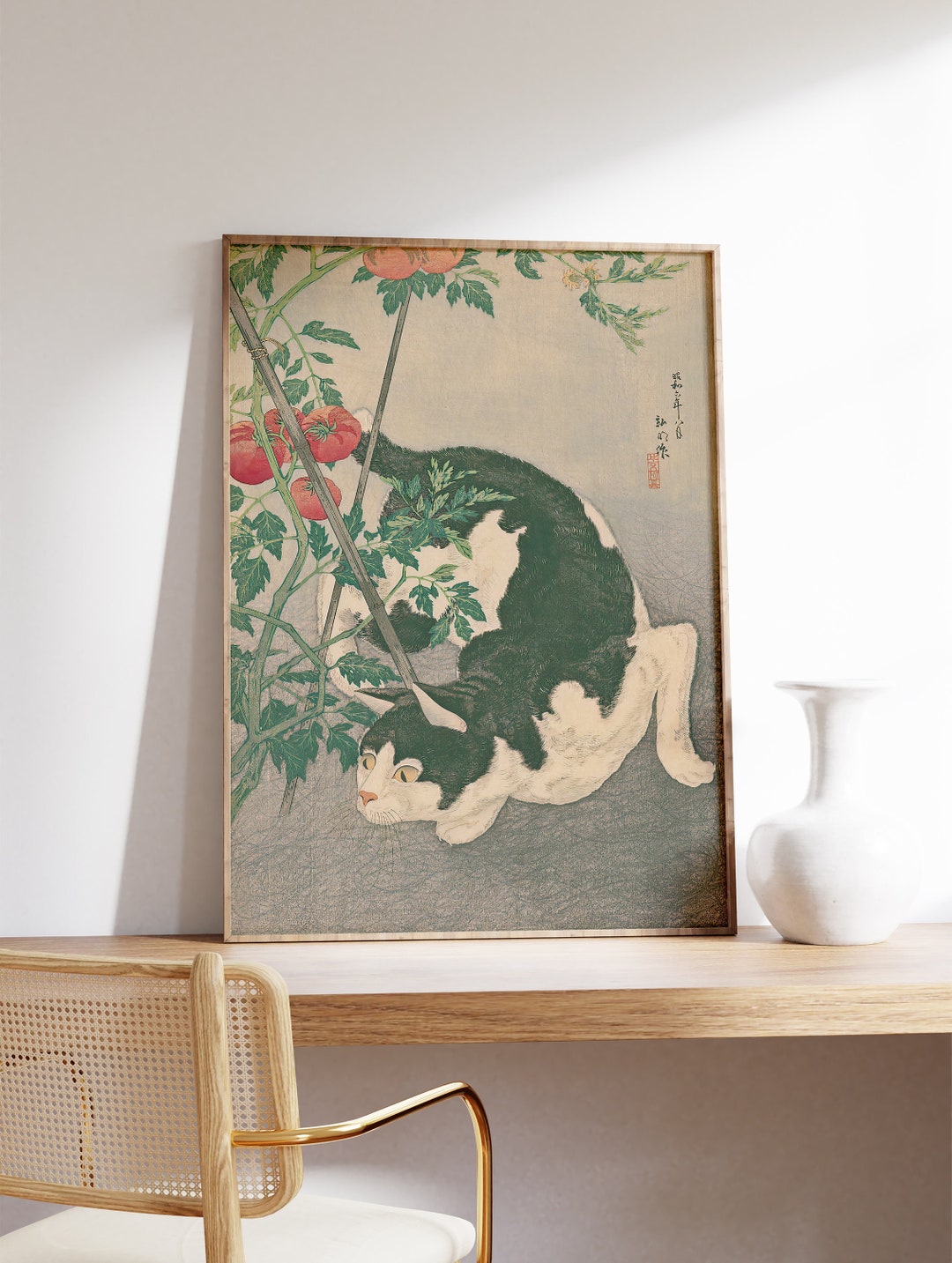 Japanese Cat Poster, Japanese Cat Art Print, Animal Wall Art Decor ...