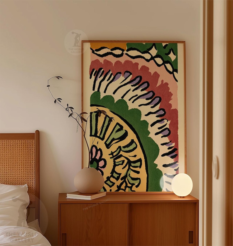 Boho Persian Rug Poster | Colourful Abstract Textile Wall Art Print ...