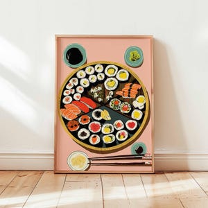Sushi Poster, Japanese Food Wall Art, Kitchen Decor Print, Sushi Roll Print, Modern Dining Room Poster, Sushi Gift Wall Art