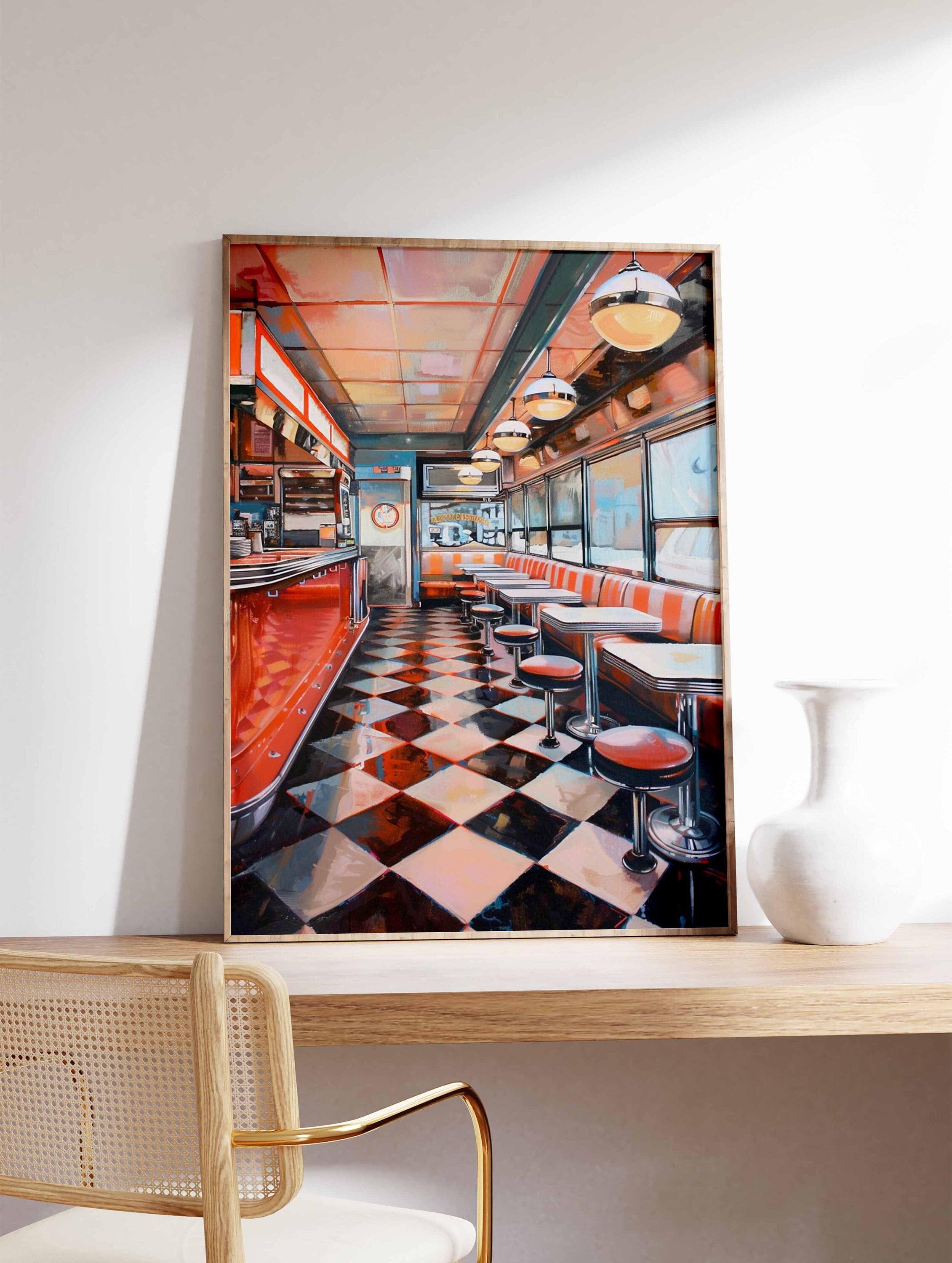 Retro American Diner Print, American Diner Poster, Food and Drink Art, Kitchen Poster, Kitchen Decor, 70's Retro Wall Art, Food Poster