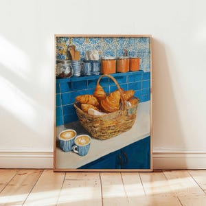 Croissant Poster, Paris Breakfast Wall Art, Foodie Kitchen Decor, Croissant Illustration Gift, French Posters And Prints