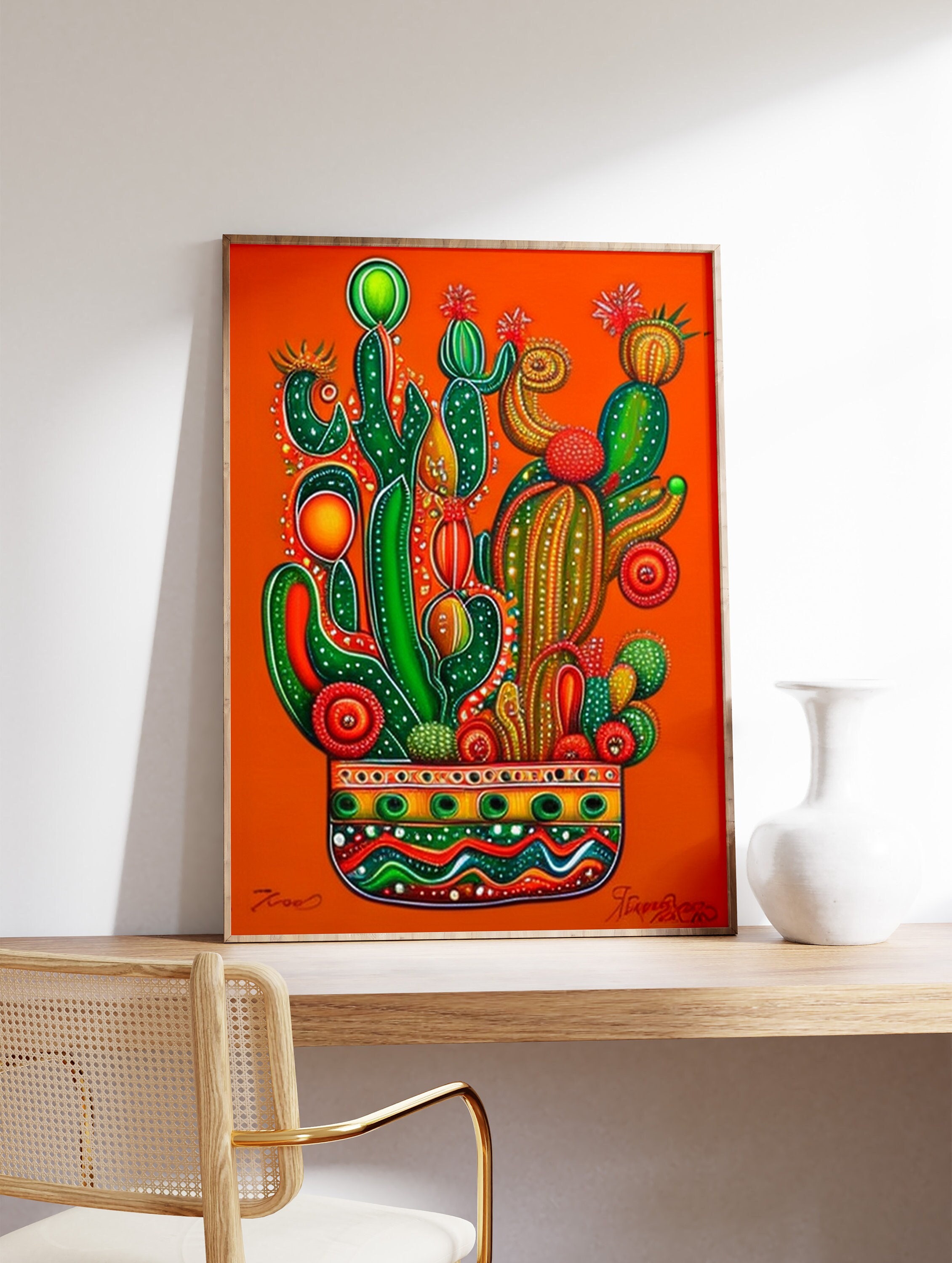 Mexican Folk Art Print,spanish Girl Art,mexican Town Print,naive Spanish  Art,latin Art Decor,paradise Art,mexican Nature Art,floral Print 
