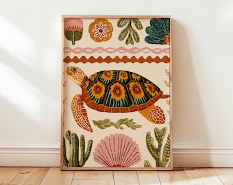 Sea Turtle Art Print, Ocean Animal Wall Decor