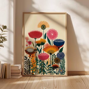 Colorful Botanical Wall Art Print, Modern Floral Poster, Vibrant Flower ...
