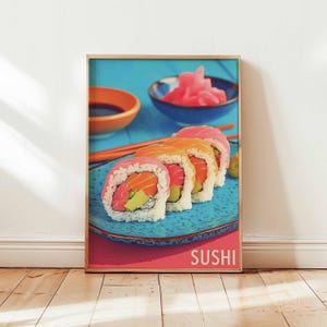 Sushi Poster, Japanese Food Wall Art, Kitchen Decor Print, Sushi Roll Print, Modern Dining Room Poster, Sushi Gift Wall Art