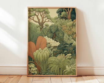 Ukiyo-e Forest Art Print | Vintage Japanese Botanical Landscape Poster