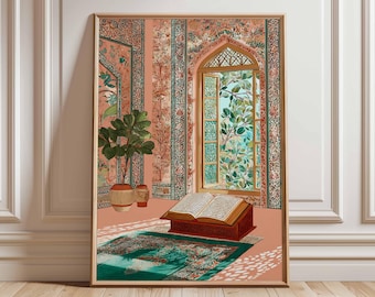 Póster islámico, arte mural musulmán, impresión de arquitectura islámica, decoración de Oriente Medio, póster de mezquita, impresiones de arte islámico, regalo de cultura islámica