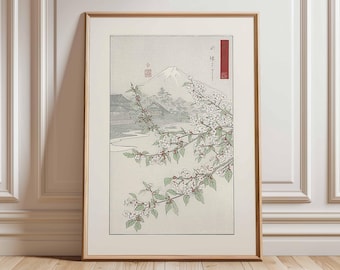 Japanese Cherry Blossom Wall Art, Vintage Ukiyo-e Style Print, Asian Landscape Poster, Sakura Tree Artwork, Oriental Home Decor