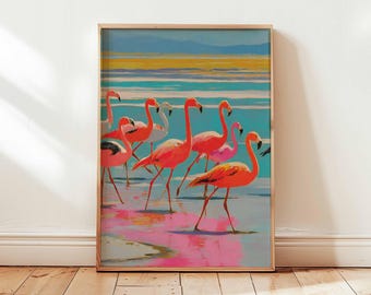 フラミンゴ鳥の壁アートパイント、ホームデコレーション、鳥のプリント