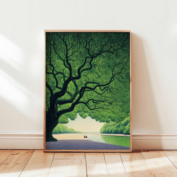 Giant Green Tree Poster, Peaceful Nature Wall Art Print, Serene