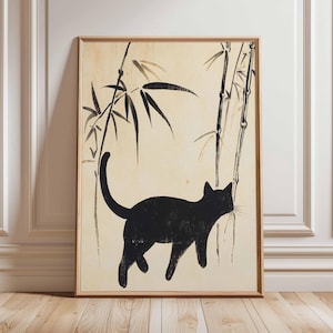 Japanese Cat Poster, Cat Print, Animal Art Print, Wall Art Decor, Vintage Art, Retro Art, Realist Art Print, Cat Lovers Gift, A1/A2/A3/A4