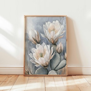 Cactus Flower Poster, Prickly Pear Print, Desert Wall Art, Botanical Posters, Nature Prints, Southwest Decor, Floral Poster