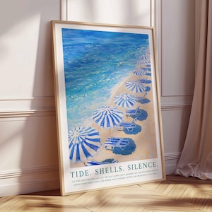 Beach Wall Art, Coastal Decor, Ocean Print, Blue Wall Art, Swimming in Ocean Print, Summer Poster, Beach House Decor, Minimalist Wall Art