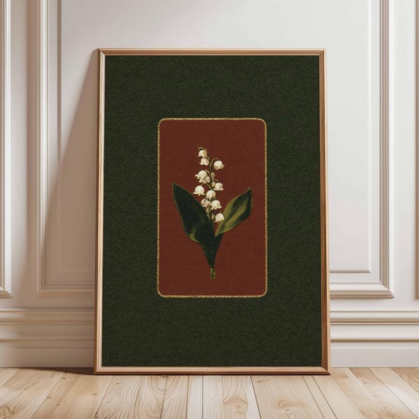 Vintage Lily of the Valley Print, Retro Floral Botanical Art