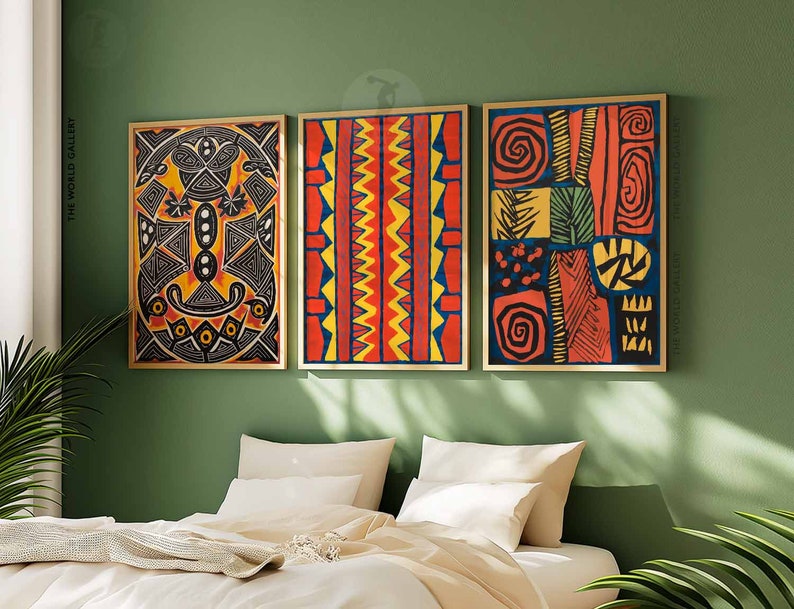 Set of 3 African Prints, African Tribal Art, Cultural Wall Print ...
