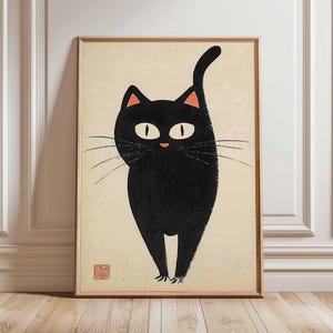 Japanese Cat Poster, Cat Print, Animal Art Print, Wall Art Decor, Vintage Art, Retro Art, Realist Art Print, Cat Lovers Gift, A1/A2/A3/A4
