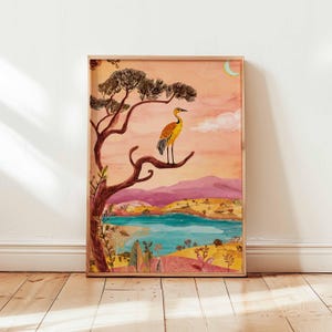 Crane Poster, Bird Wall Art, Japanese Crane Print, Minimalist Bird Poster, Nature Art Print, Animal Wall Decor, Crane Bird Gift