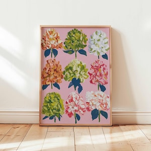 Hydrangea Poster, Botanical Wall Art, Flower Print, Hydrangea Decor, Nature Poster, Floral Artwork, Hydrangea Prints, Bloom Wall Decor