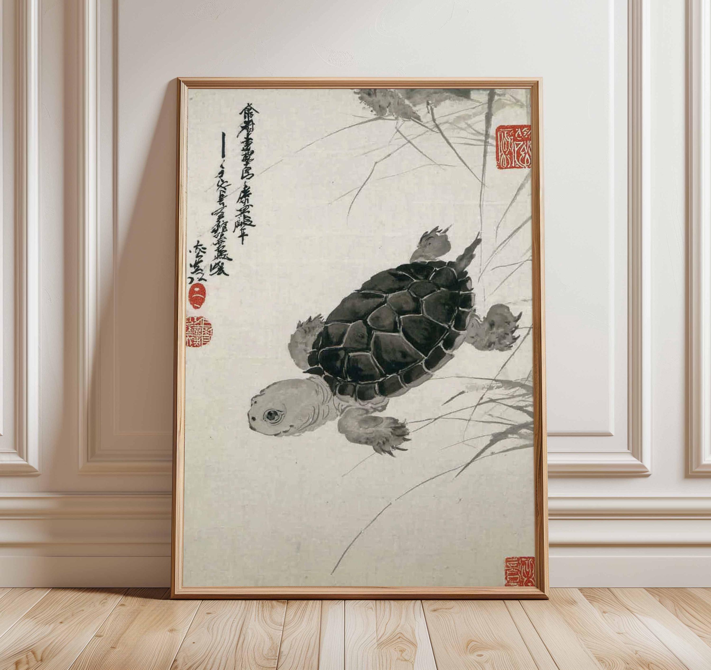 Chinese Ink Painting Turtle Art Print, Zen Oriental Decor - Etsy