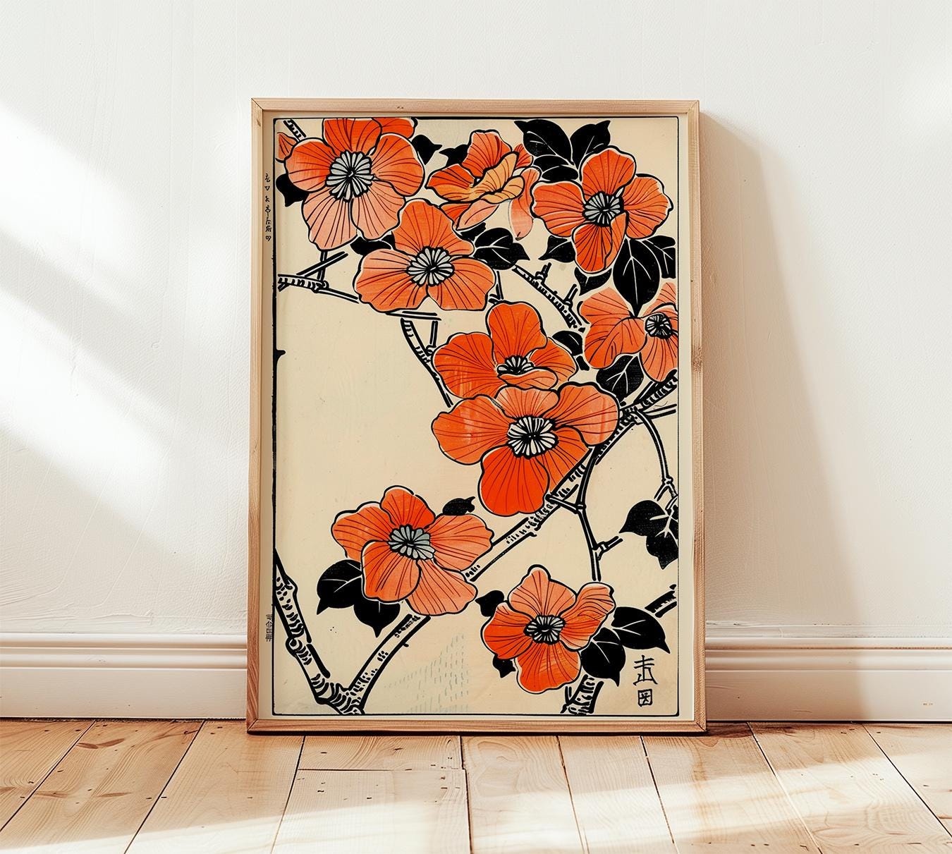 Japanese Orange Blossom Print, Modern Woodblock Floral Art - Etsy