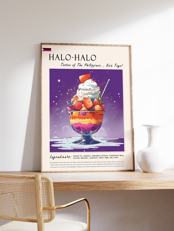 Halo Halo Filipino Food Poster, Filipino Ice Cream Food Print, Philippines Food, Kitchen Decor, Dessert Poster, Asian Decor Print, Food Gift
