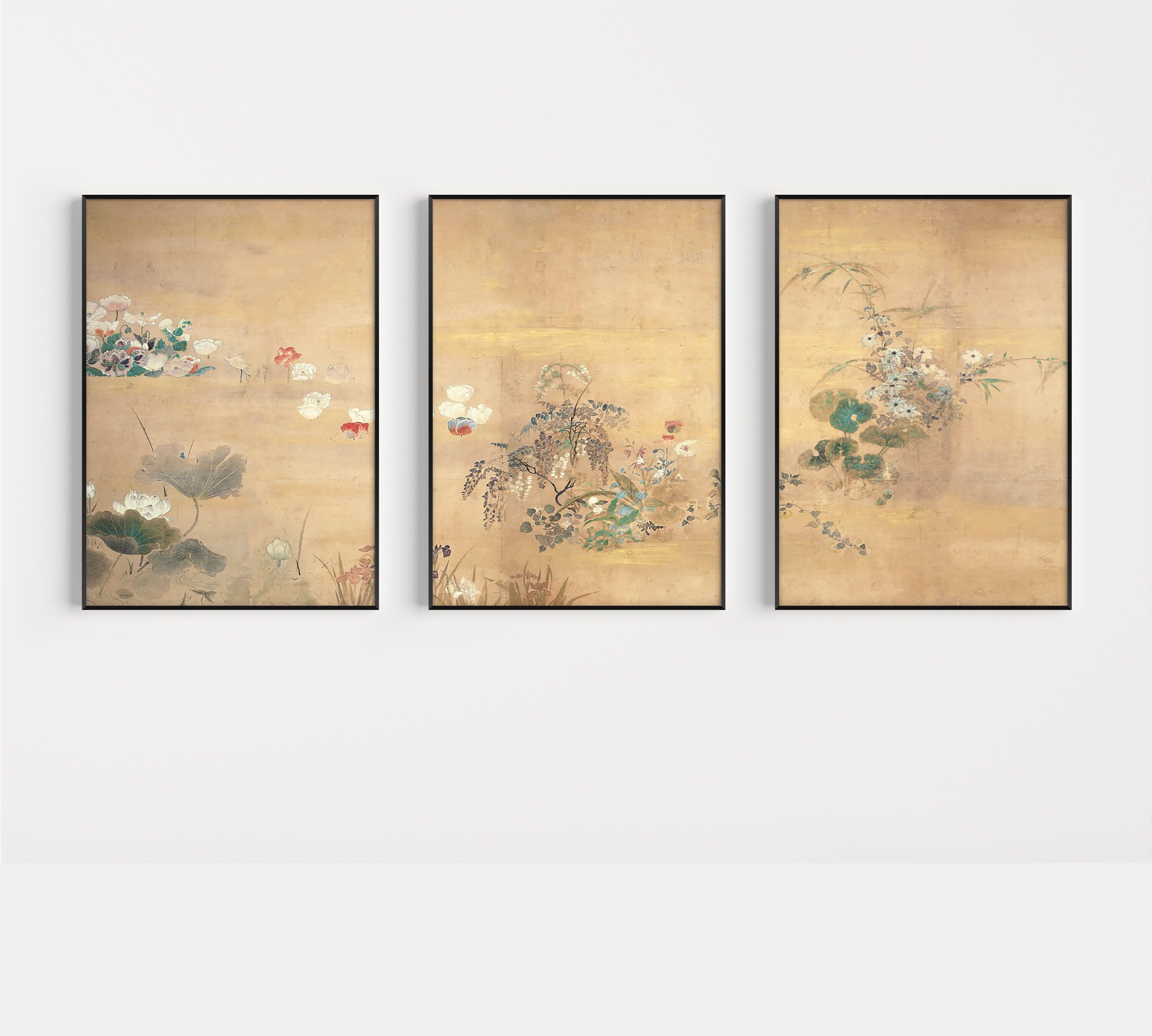 Japanese Set of 3 Floral Posters Asian Japanese Art Prints Etsy UK