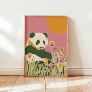 Panda Print, Cute Animal Poster, Panda Wall Art, Nursery Decor Print, Wildlife Poster, Panda Bear Gift