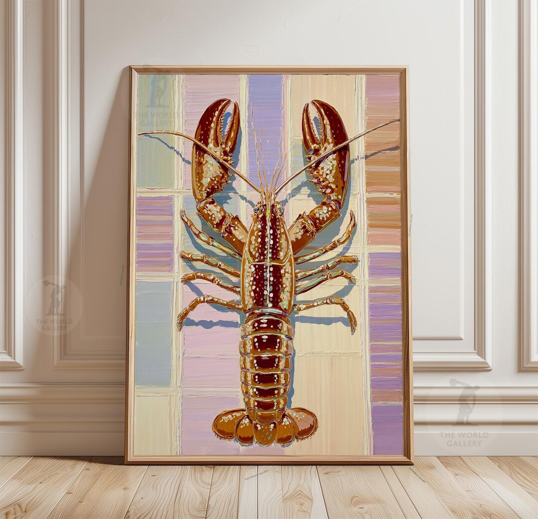 Lobster Print | Coastal Kitchen Seafood Illustration | Nautical Beach ...