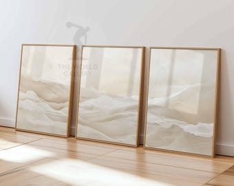 Set of 3 Neutral Abstract Prints, Minimalist Wall Art, Beige Poster Set, Neutral Home Decor, Minimalist Bedroom Living Room Wall Art