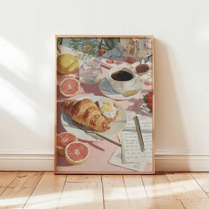 Croissant Poster, Paris Breakfast Wall Art, Foodie Kitchen Decor, Croissant Illustration Gift, French Posters And Prints