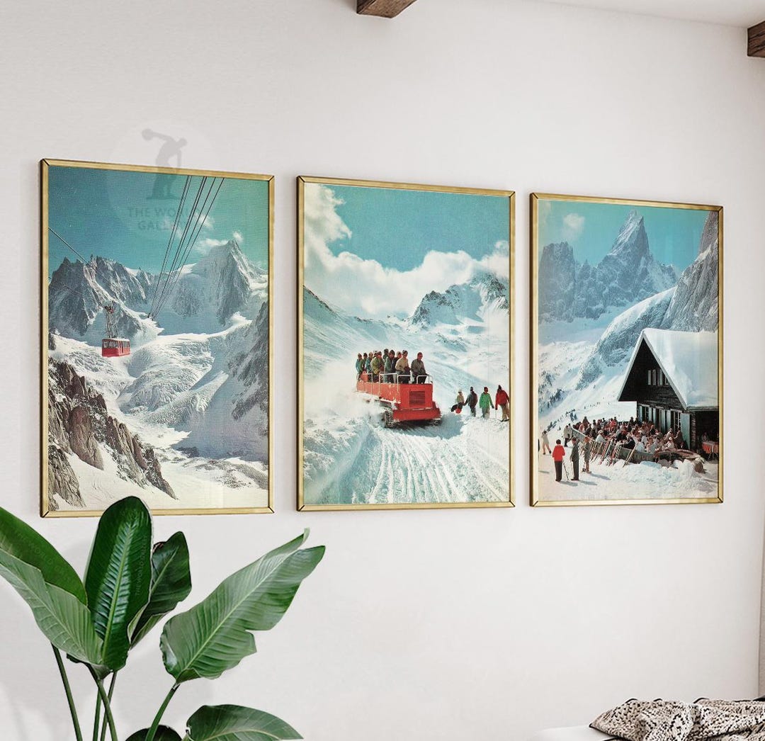 Vintage Ski Resort Poster Set | Alpine Mountain Wall Art | Snow ...