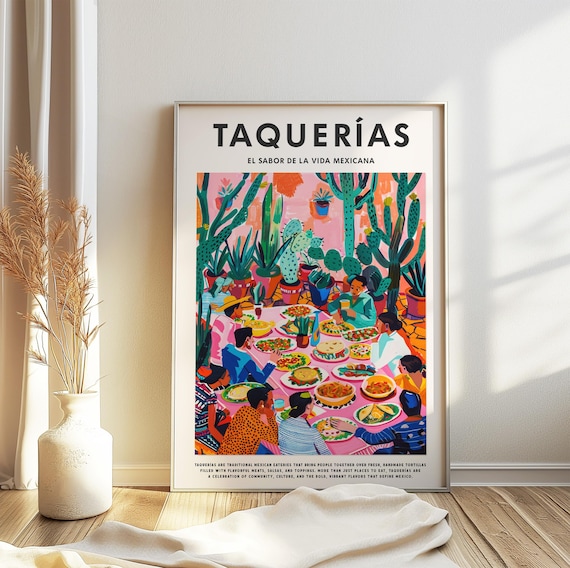 Tacos Poster, Mexican Food Art, Mexican Decor, Kitchen Decor, Kitchen Poster, Food Art, Restaurant Decor, Cafe Decor, Food Gift
