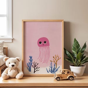 Jellyfish Nursery Poster | Ocean Wall Art for Kids Room | Baby Room Print | Sea Life Art | Animal Playroom Decor | Pink Wall Art | Gift