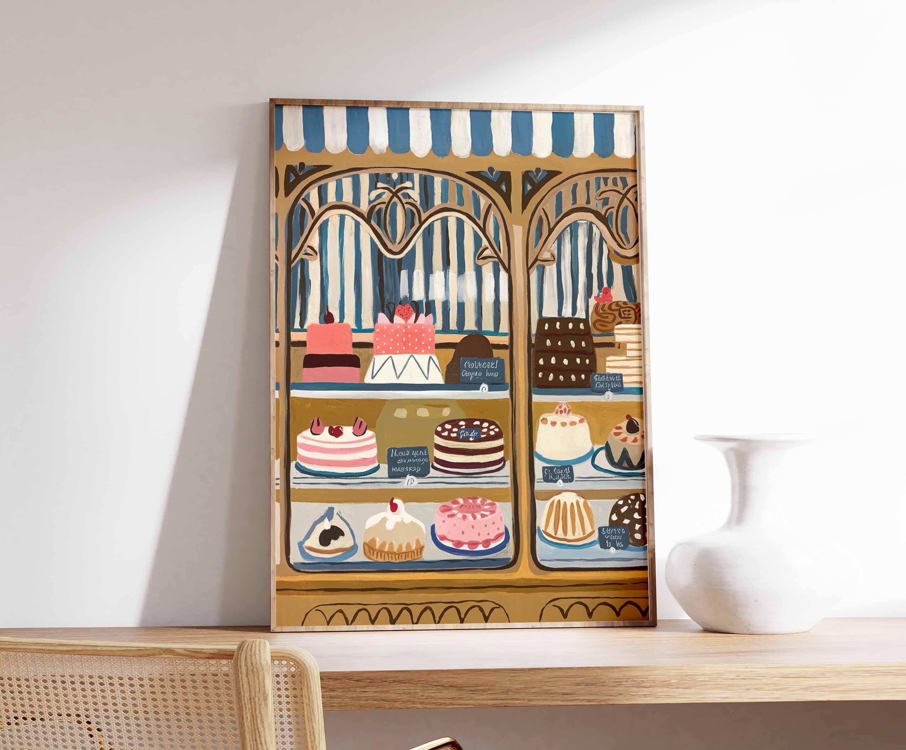Vintage Patisserie Wall Art, Cafe Print, Food Print, French Bakery Poster, Cakes Poster, Kitchen Decor, Kitchen Poster, Dessert Poster