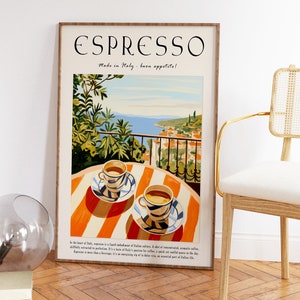 Affiche de café, impression d'espresso italien, décoration de cuisine, art de café rétro, art culinaire vintage, affiche de nourriture et de boisson image 2