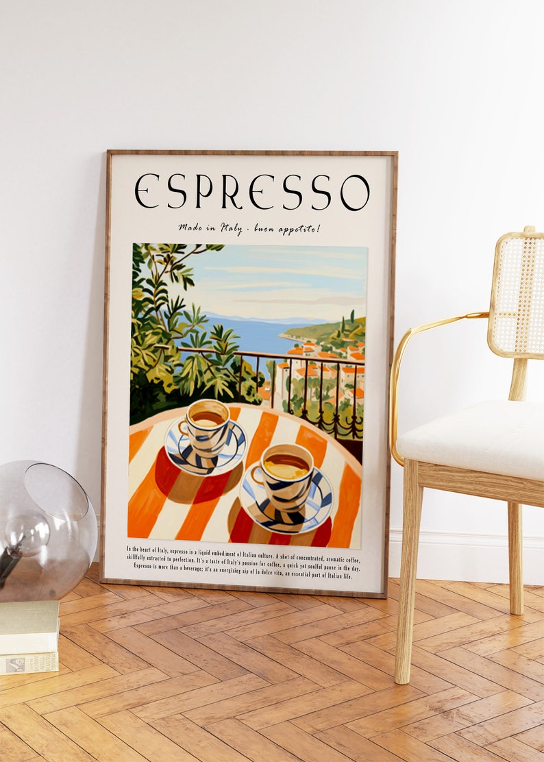 Affiche de café, impression d'espresso italien, décoration de cuisine, art de café rétro, art culinaire vintage, affiche de nourriture et de boisson image 2