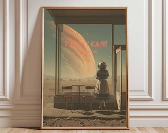 Retro Sci-Fi Poster, 70s Surreal Cosmic Art Print