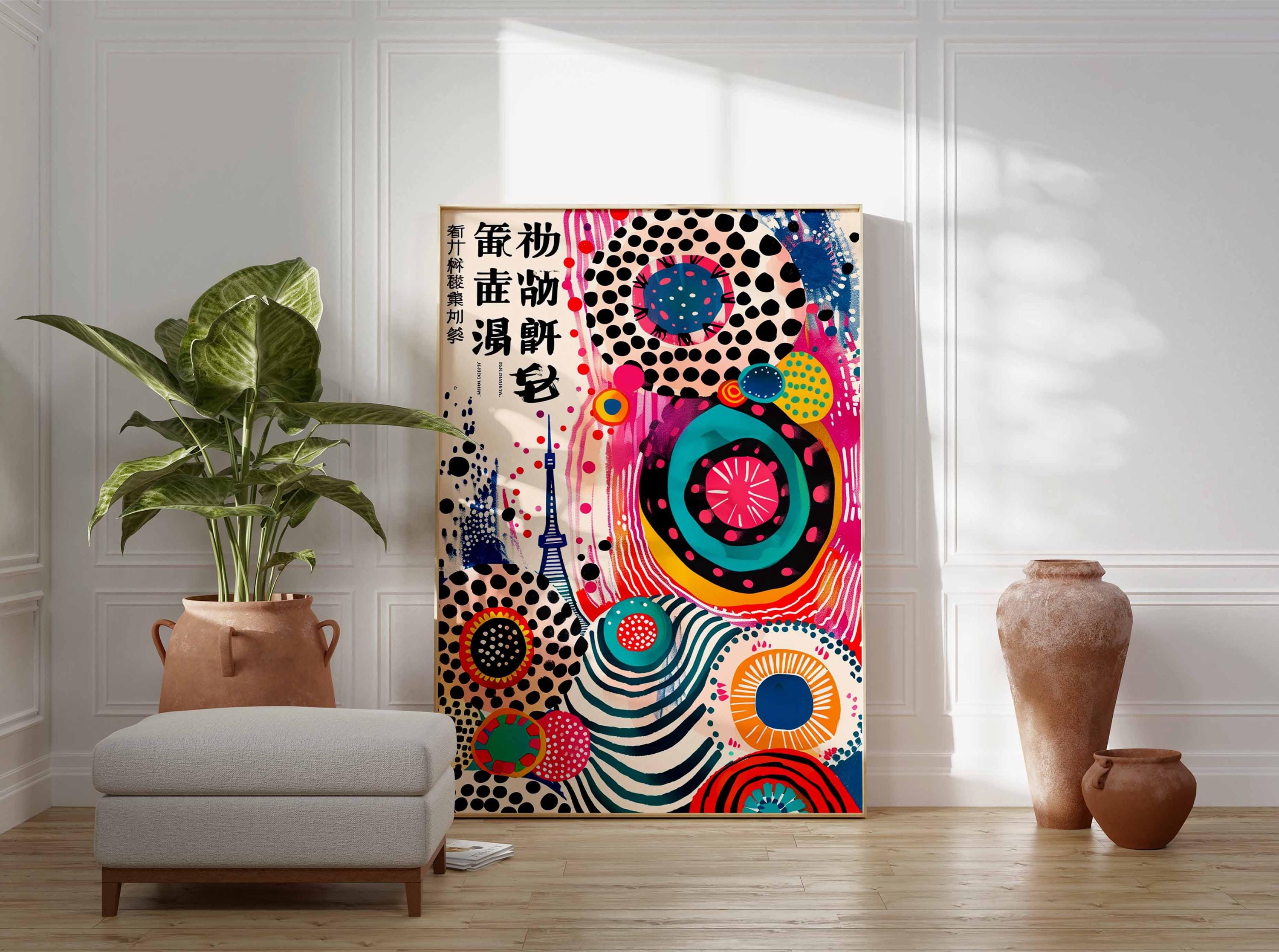 Japanese Pop Art Poster, Mid Century Modern Circles Print - Etsy