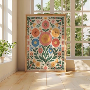 Vintage mexikanische Poster, mexikanische Drucke, mexikanische Dekoration, traditionelles lateinisches Dekor, Blumendruck, Botanische Wandkunst, Tropischer Druck, lateinische Kunst