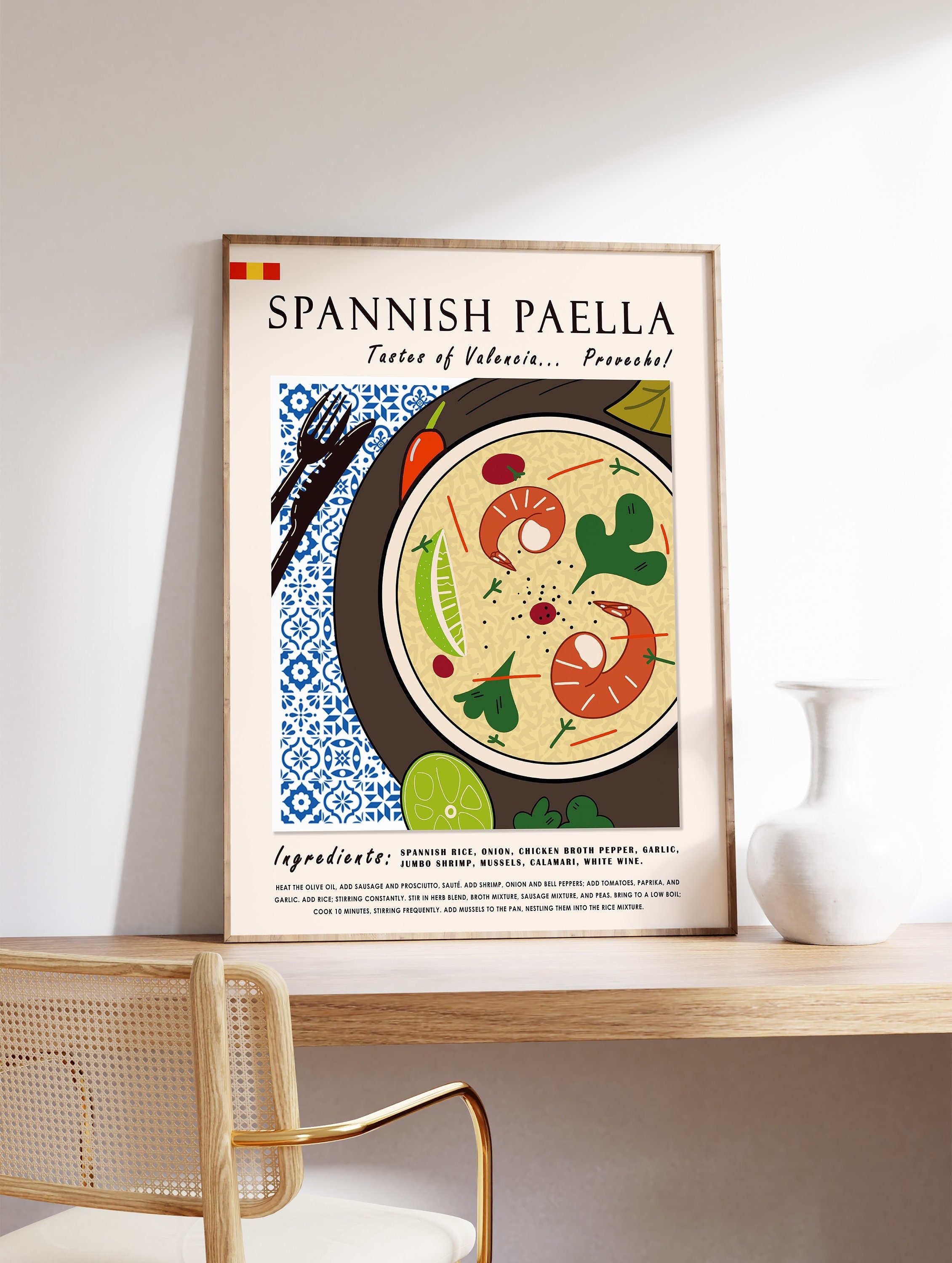 Spannish Paella Food Poster Art Poster Spain Print Kitchen photo