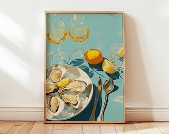 Oyster Illustration Print, Coastal Kitchen Wall Art