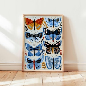 Blue Butterfly Poster, Biology Poster, Butterfly Wall Art, Nature Print, Insect Poster, Science Print, Blue Insect Decor, Entomology Poster
