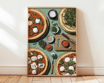 Italian Pizza Poster, Kitchen Wall Art, Foodie Print